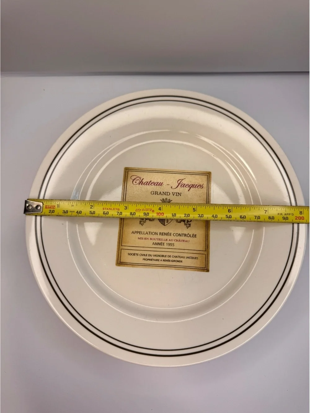4 Classic Wine Plates by Restoration Hardware with Wooden Storage Box